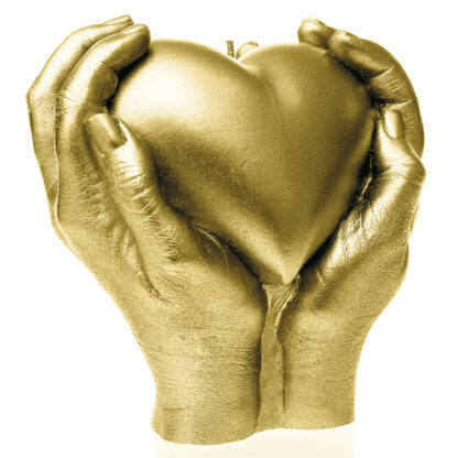 Świeca Serce w rękach złote, prezent dla ukochanej