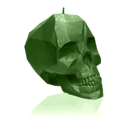 Świeca Skull Low-Poly Dark Green Big