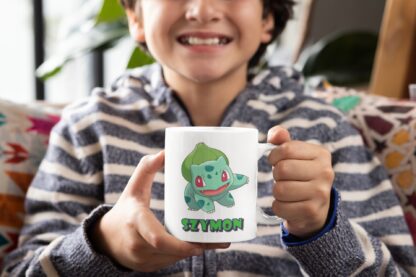 Kubek z nadrukiem do herbaty dla dzieci prezent POKEMON BULBASAUR imię