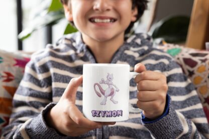Kubek z nadrukiem do herbaty dla dzieci prezent POKEMON MEWTWO z imieniem