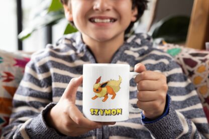 Kubek z nadrukiem do herbaty dla dzieci prezent POKEMON FLAREON z imieniem