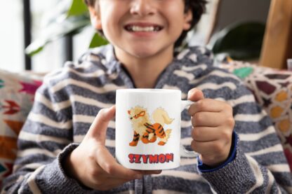 Kubek z nadrukiem do herbaty dla dzieci prezent POKEMON ARCANINE z imieniem