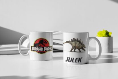 Kubek z nadrukiem do herbaty JURASSIC PARK JURAJSKI dinozaur STEGOZAUR IMIĘ