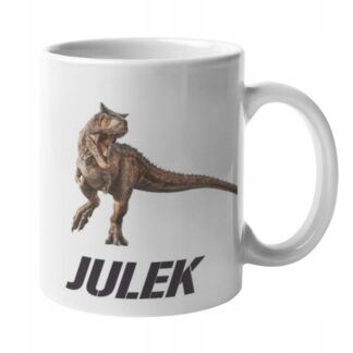 Kubek z nadrukiem do herbaty JURASSIC PARK Jurajski dinozaury T REX IMIĘ