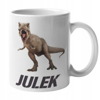 Kubek z nadrukiem do herbaty JURASSIC PARK Jurajski dinozaury T REX IMIĘ
