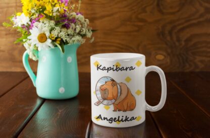 Śmieszny kubek z nadrukiem do kawy prezent z kapibarą Chora KAPIBARA IMIĘ