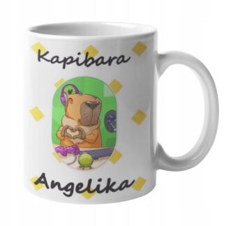 Śmieszny kubek z nadrukiem do kawy prezent z kapibarą Biznes KAPIBARA IMIĘ