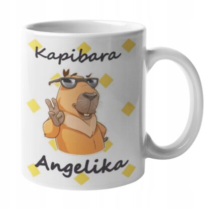 Śmieszny kubek z nadrukiem do kawy prezent z kapibarą KAPIBARA Luzak + IMIĘ