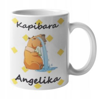 Śmieszny kubek z nadrukiem do kawy prezent z kapibarą Parasol KAPIBARA IMIĘ