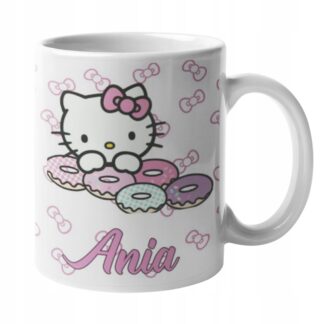 Kubek z nadrukiem do herbaty dla dzieci kot Hello Kitty bajka książka IMIĘ