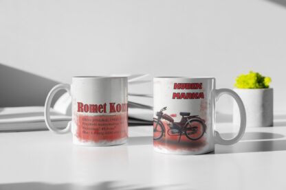 Kubek z nadrukiem kubki do kawy Zabytkowe Motocykle PRL ROMET KOMAR + IMIĘ