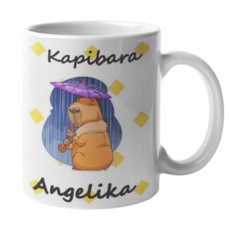 Śmieszny kubek z nadrukiem do kawy prezent z kapibarą Biznes KAPIBARA IMIĘ