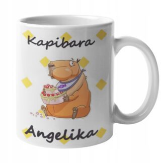 Śmieszny kubek z nadrukiem do kawy prezent z kapibarą KAPIBARA Luzak + IMIĘ