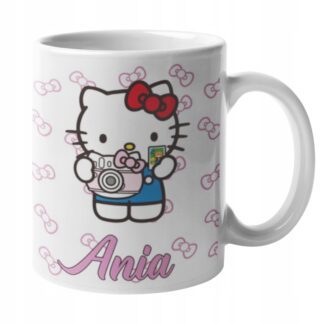 Kubek z nadrukiem do herbaty dla dzieci z kotkiem Hello Kitty unicorn IMIĘ