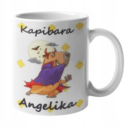 Śmieszny kubek z nadrukiem do kawy prezent z kapibarą Dracula KAPIBARA IMIĘ