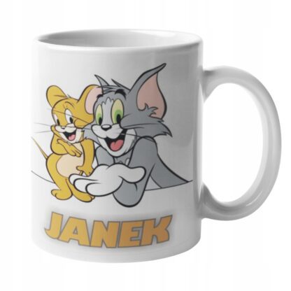 Kubek z nadrukiem do herbaty prezent dla dzieci kot Tom i Jerry Myszka IMIĘ