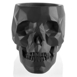 Donica Skull Low-Poly Black Matt Poli 24 cm
